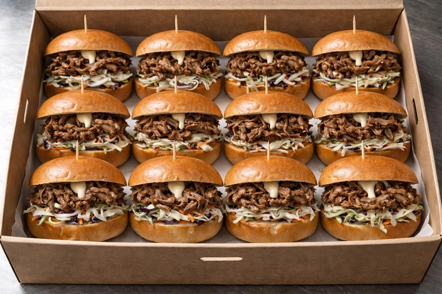 Mini brioche sliders with pulled pork